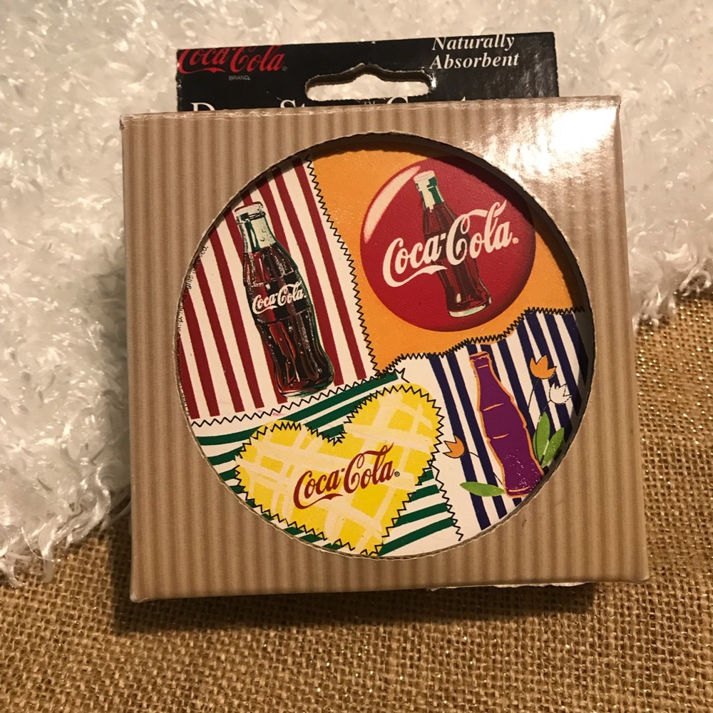 Coca Cola Stone Coasters - New in Box - Set of 4